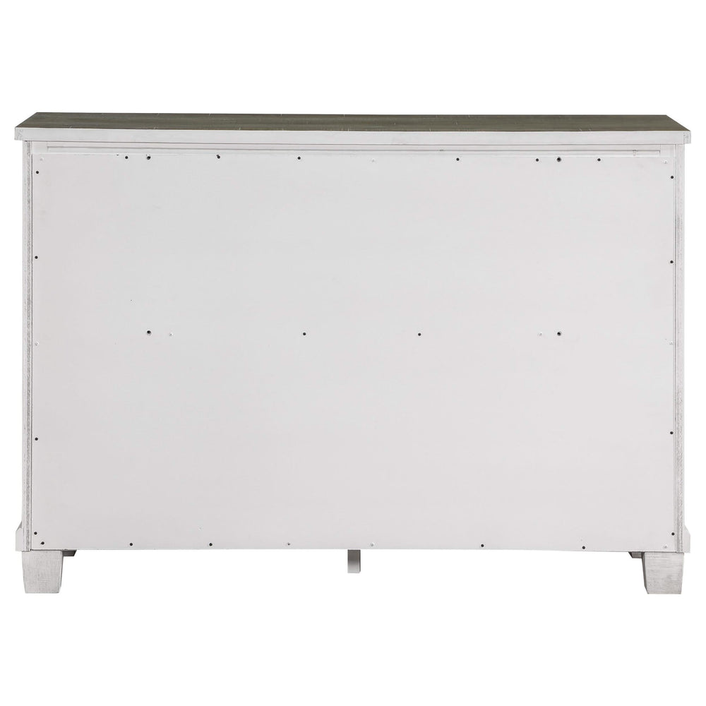 Cómoda Lilith de 7 cajones en blanco desgastado