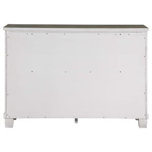Cómoda Lilith de 7 cajones en blanco desgastado