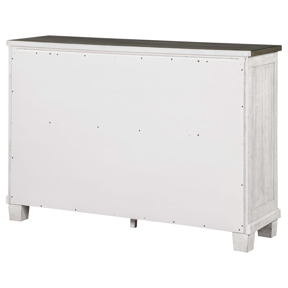 Cómoda Lilith de 7 cajones en blanco desgastado