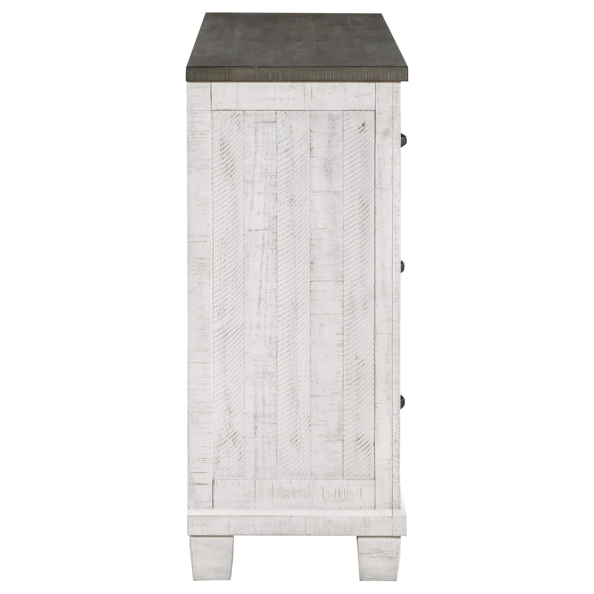 Cómoda Lilith de 7 cajones en blanco desgastado