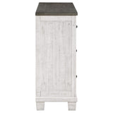 Cómoda Lilith de 7 cajones en blanco desgastado
