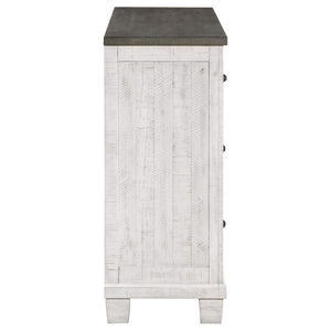 Cómoda Lilith de 7 cajones en blanco desgastado