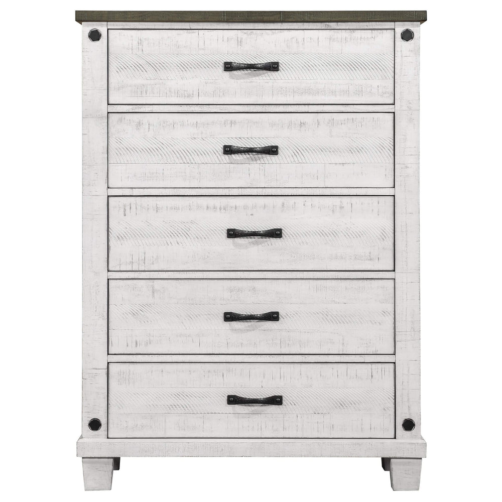 Lilith 5-drawer Bedroom Chest Distressed White