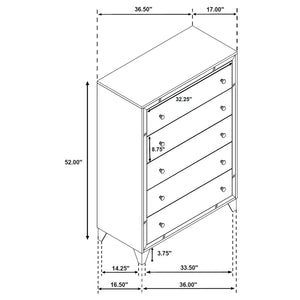 Juego de dormitorio Larue Eastern King de 5 piezas, color plateado