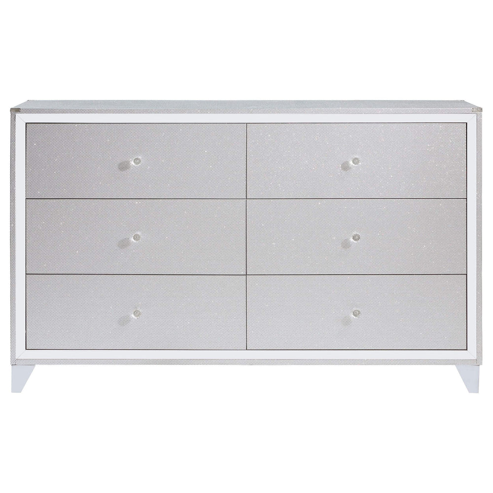 Juego de dormitorio Larue California King de 4 piezas, color plateado