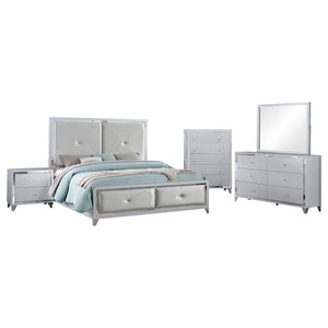 Juego de dormitorio Larue de 5 piezas tamaño Queen, color plateado