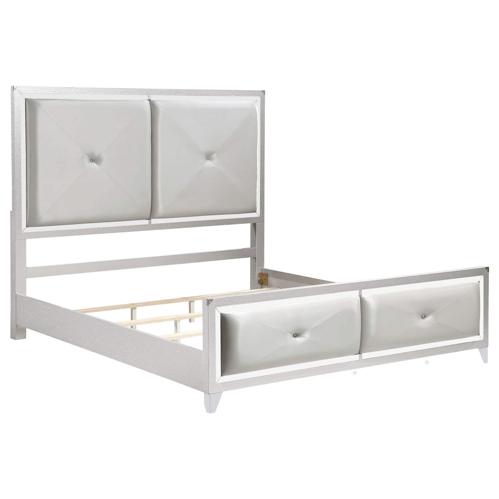 Juego de dormitorio Larue de 5 piezas tamaño Queen, color plateado