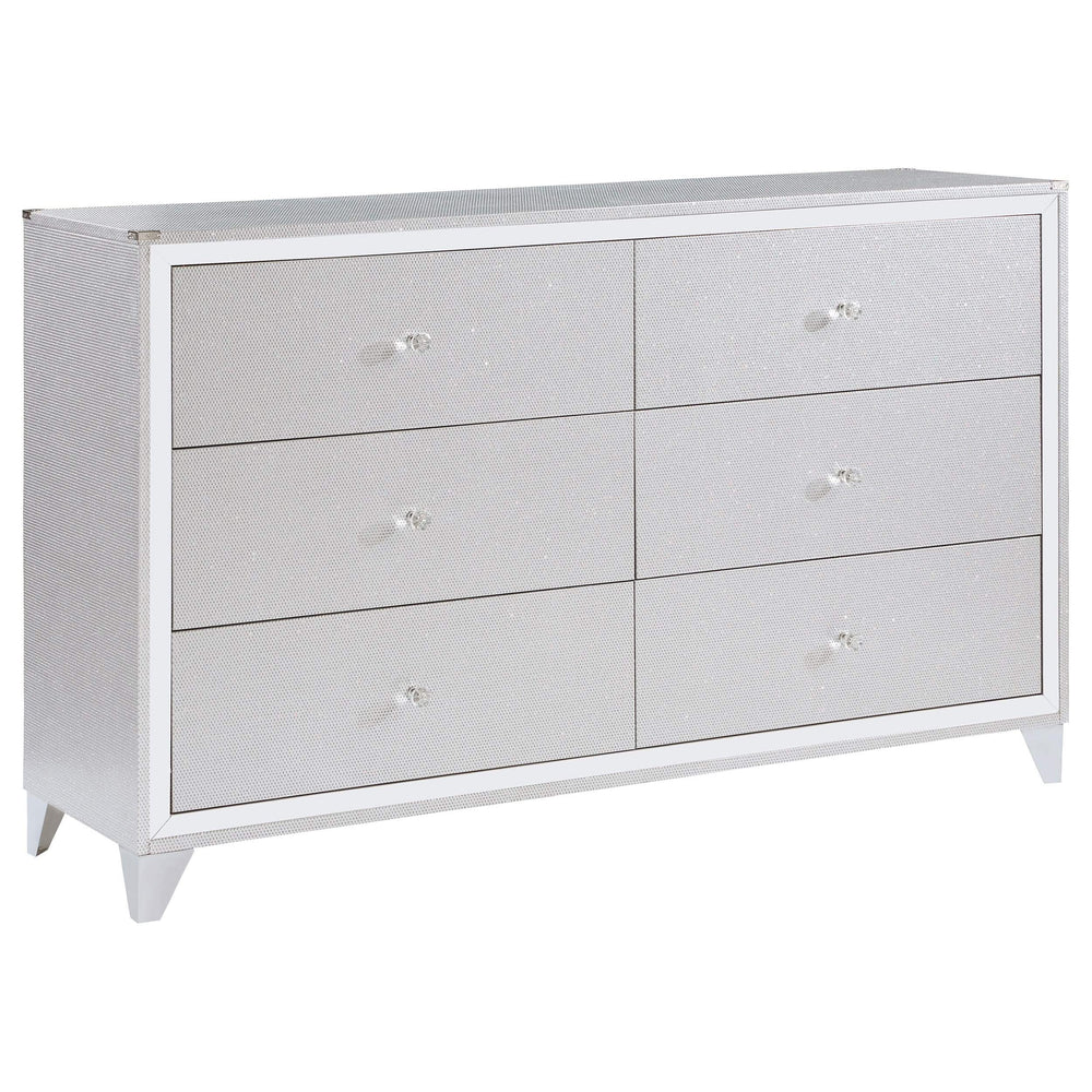 Juego de dormitorio Larue de 5 piezas tamaño Queen, color plateado