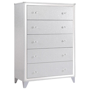 Juego de dormitorio Larue de 5 piezas tamaño Queen, color plateado