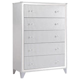 Cómoda de dormitorio Larue de 5 cajones plateada