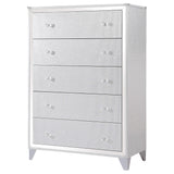 Cómoda de dormitorio Larue de 5 cajones plateada