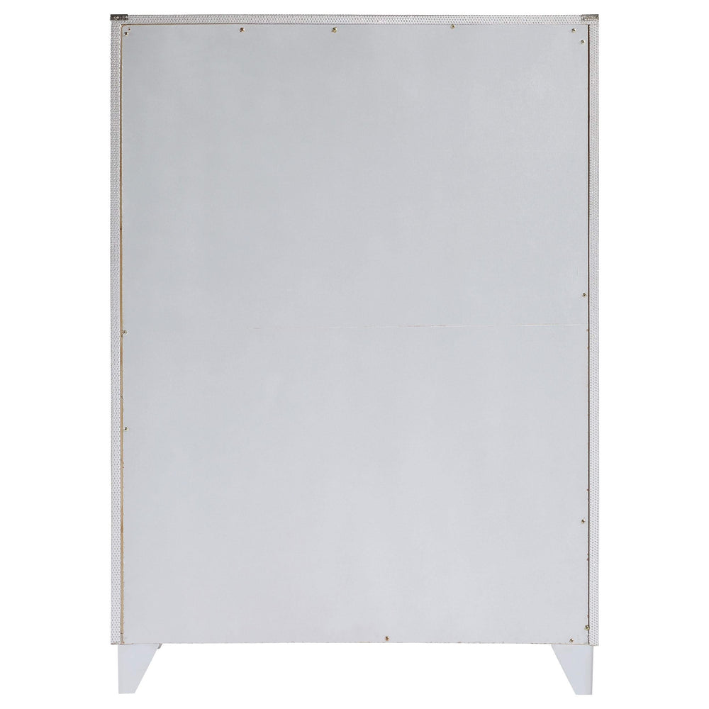 Cómoda de dormitorio Larue de 5 cajones plateada