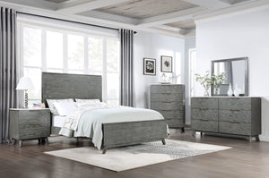 Cama Nathan Wood Eastern King con paneles en gris