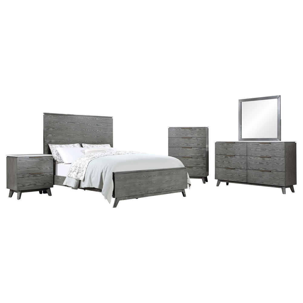 Juego de dormitorio Nathan California King de 5 piezas, gris