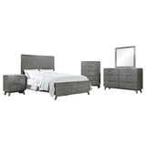 Juego de dormitorio Nathan California King de 5 piezas, gris