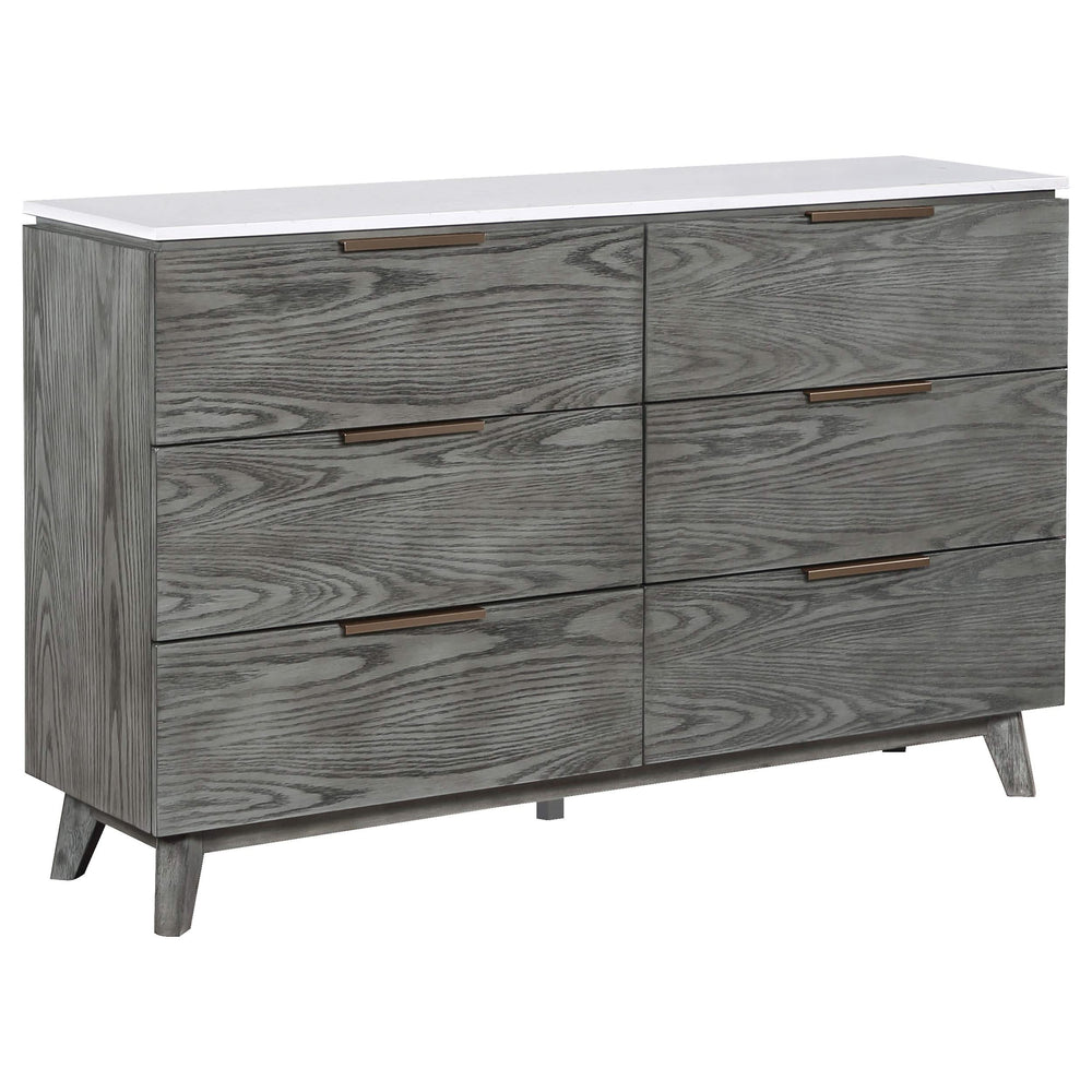 Juego de dormitorio Nathan California King de 5 piezas, gris
