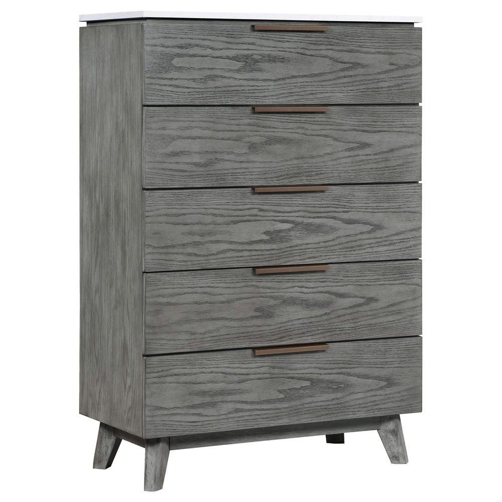 Juego de dormitorio Nathan Queen de 5 piezas, gris