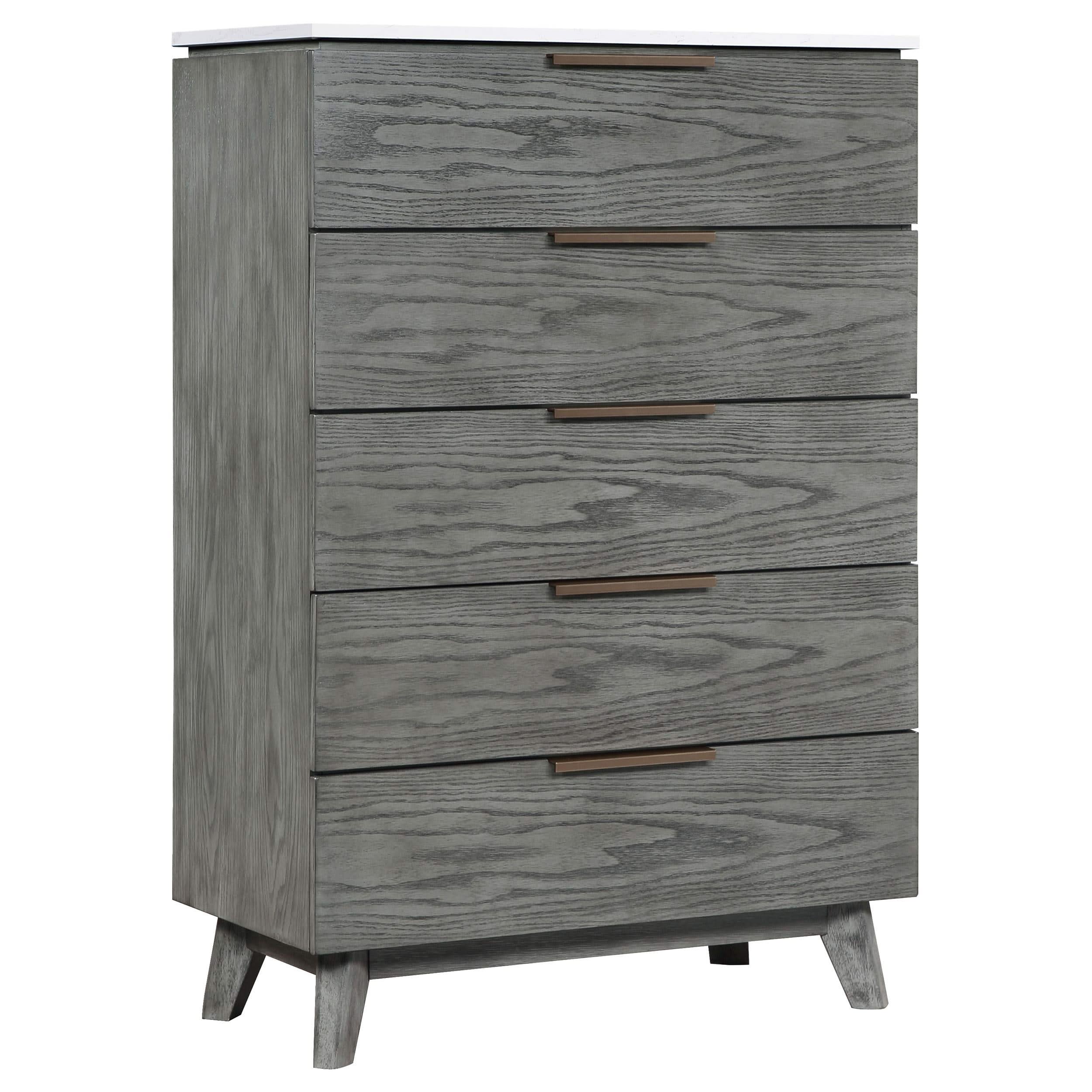 Juego de dormitorio Nathan Queen de 5 piezas, gris