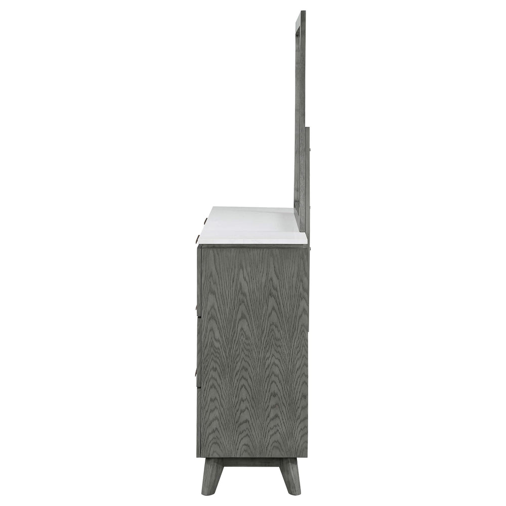 Cómoda Nathan de 6 cajones con espejo gris