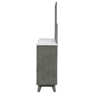 Cómoda Nathan de 6 cajones con espejo gris