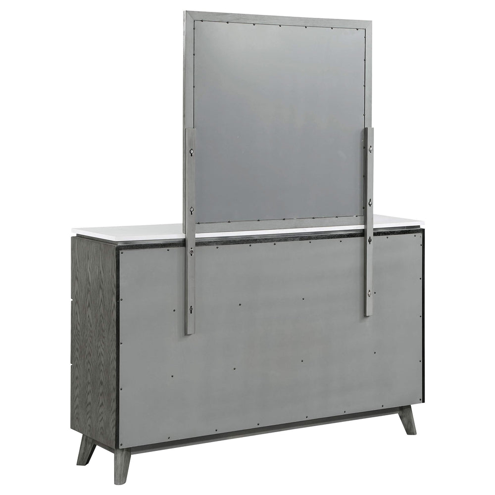 Cómoda Nathan de 6 cajones con espejo gris