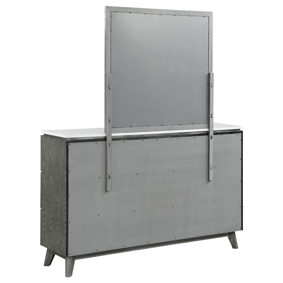 Cómoda Nathan de 6 cajones con espejo gris