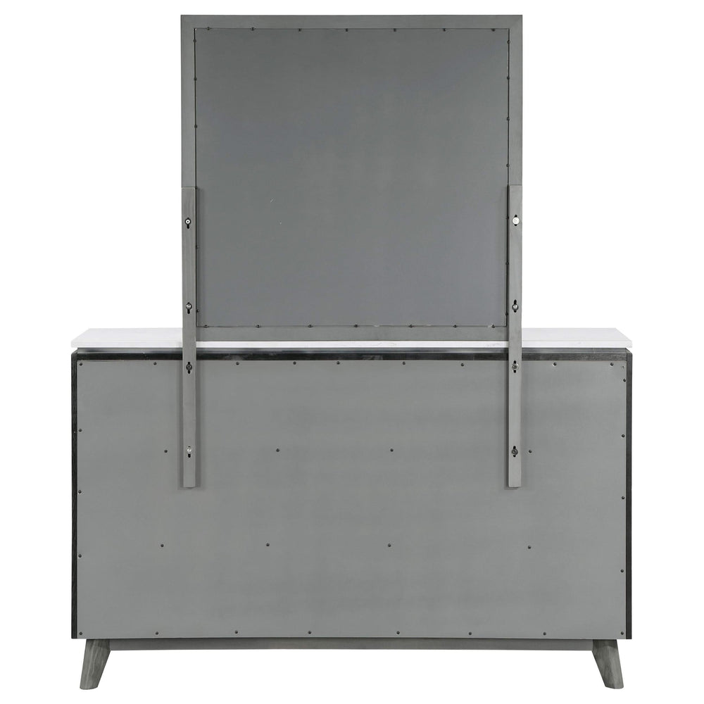 Cómoda Nathan de 6 cajones con espejo gris