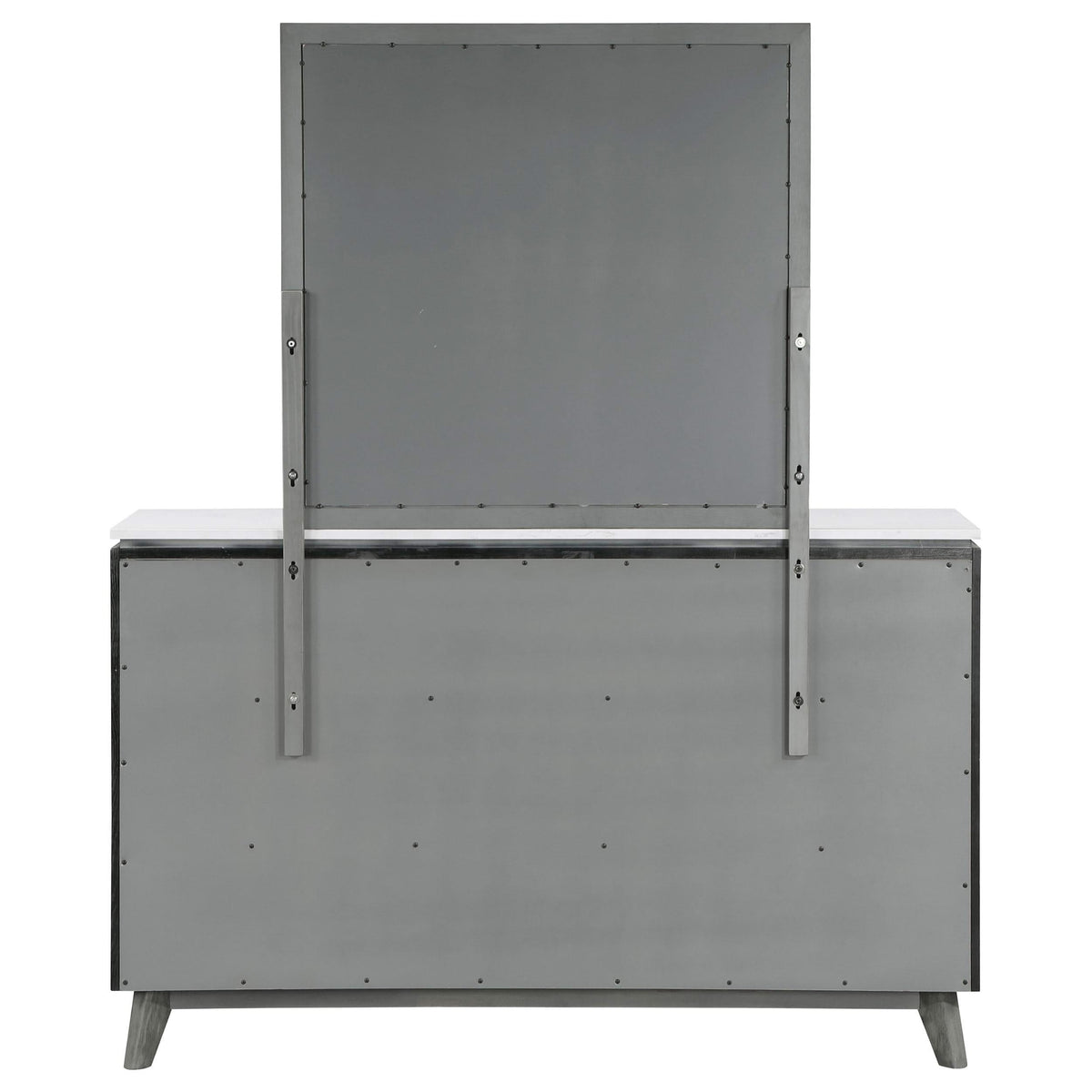 Cómoda Nathan de 6 cajones con espejo gris