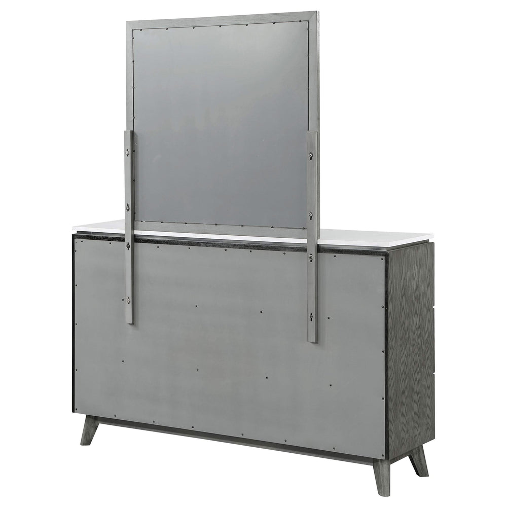 Cómoda Nathan de 6 cajones con espejo gris