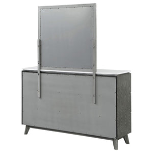 Cómoda Nathan de 6 cajones con espejo gris