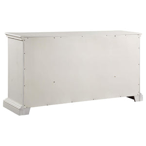 Juego de dormitorio Evelyn de 5 piezas Eastern King con iluminación en la cabecera, blanco antiguo