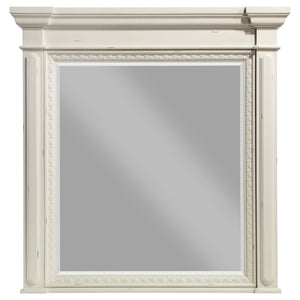Juego de dormitorio Evelyn de 5 piezas Eastern King con iluminación en la cabecera, blanco antiguo