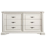 Juego de dormitorio Evelyn de 5 piezas con cabecera iluminada en blanco antiguo