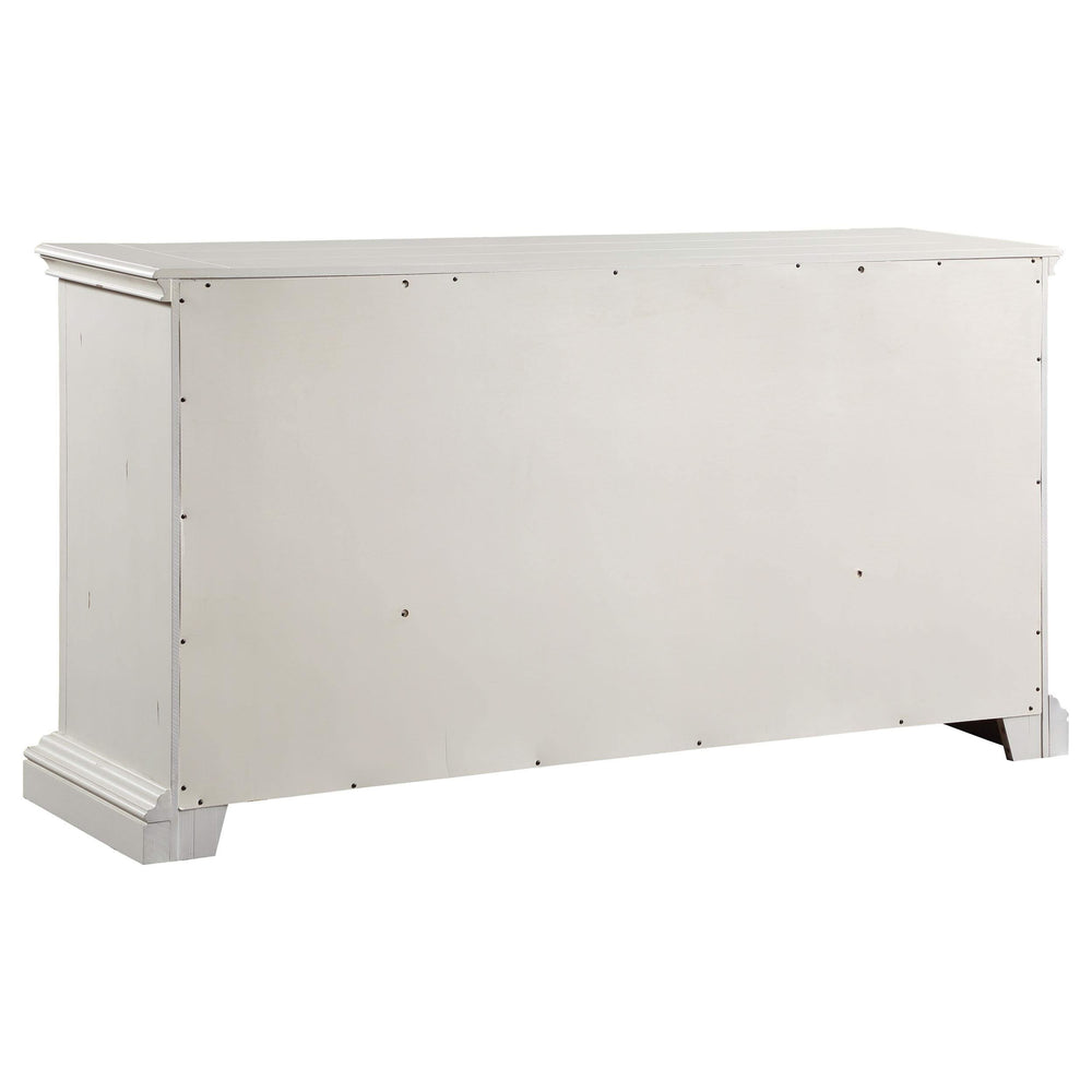 Juego de dormitorio Evelyn de 5 piezas con cabecera iluminada en blanco antiguo