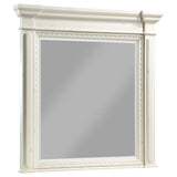 Juego de dormitorio Evelyn de 5 piezas con cabecera iluminada en blanco antiguo