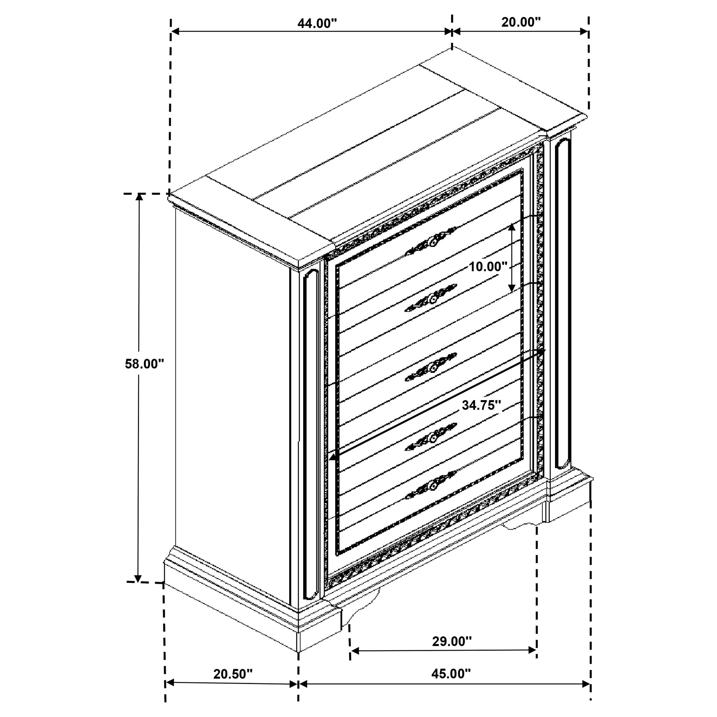 Evelyn 5-drawer Bedroom Chest Distressed White