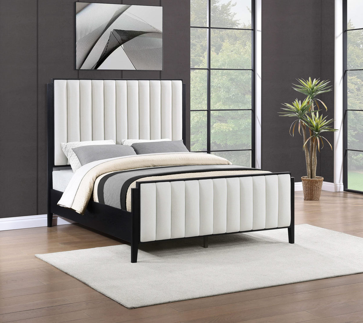 Cama King Brookmead tapizada de 60 pulgadas, color negro