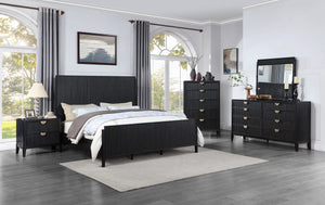 Cama con paneles Brookmead Wood Eastern King, color negro