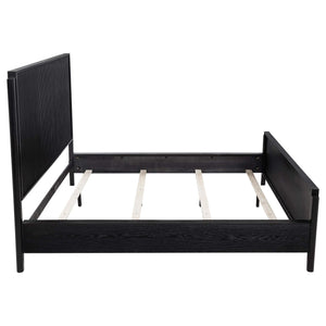 Cama California King con paneles Brookmead Wood, color negro