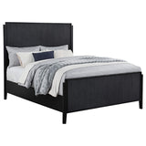Cama Queen con paneles de madera Brookmead, color negro
