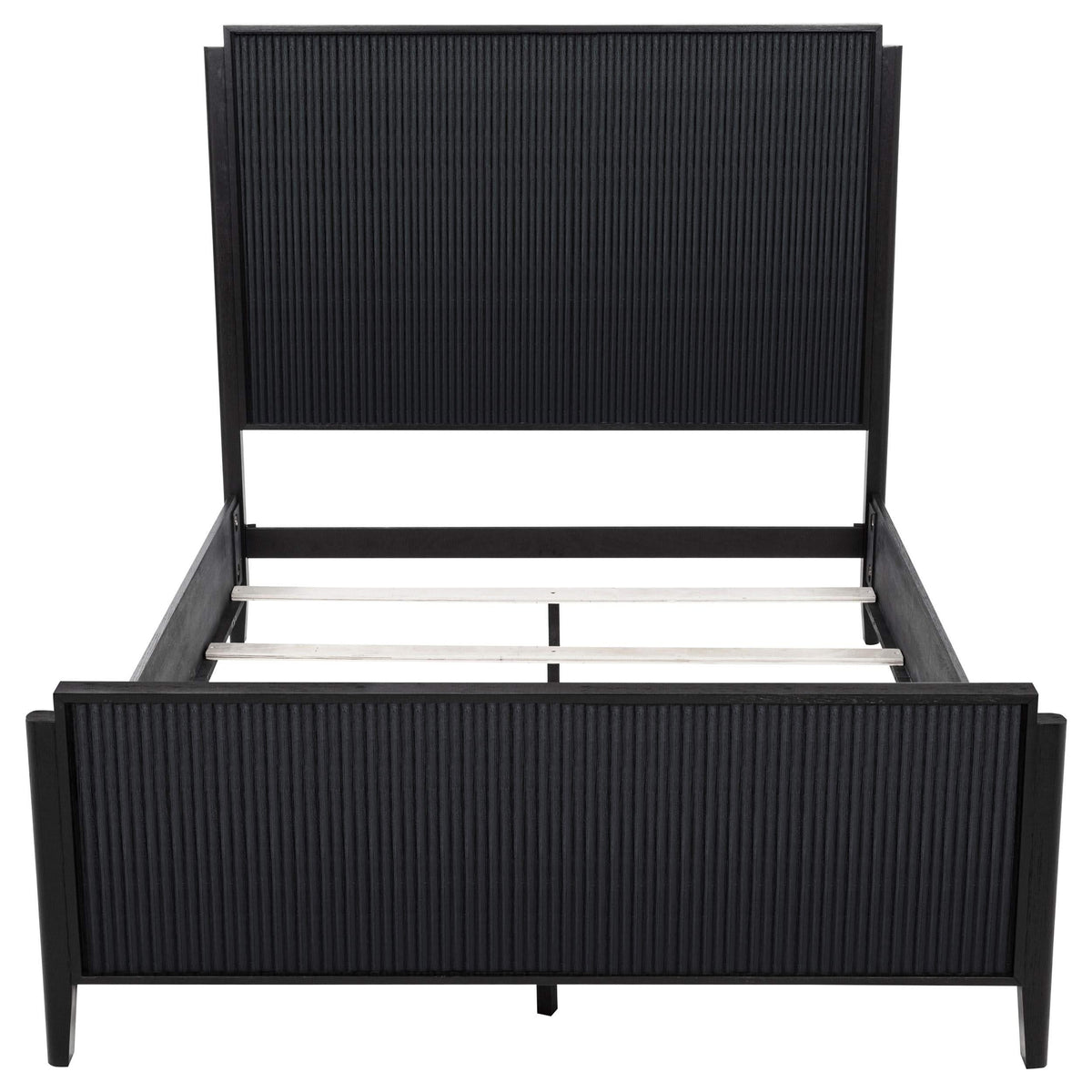 Cama Queen con paneles de madera Brookmead, color negro
