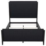 Cama Queen con paneles de madera Brookmead, color negro