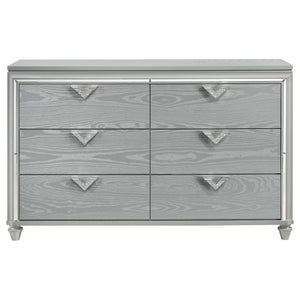 Veronica 6-drawer Dresser Light Silver
