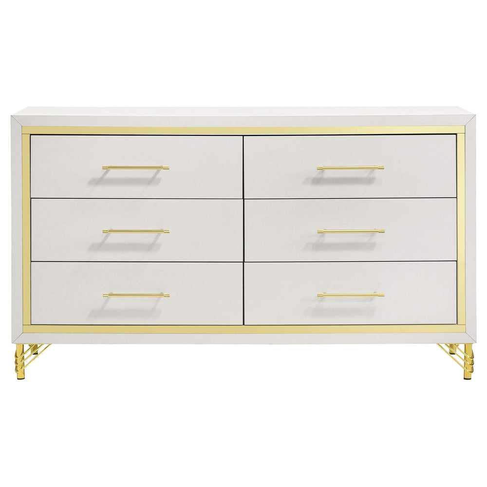 Lucia 4-piece Eastern King Bedroom Set Beige and White