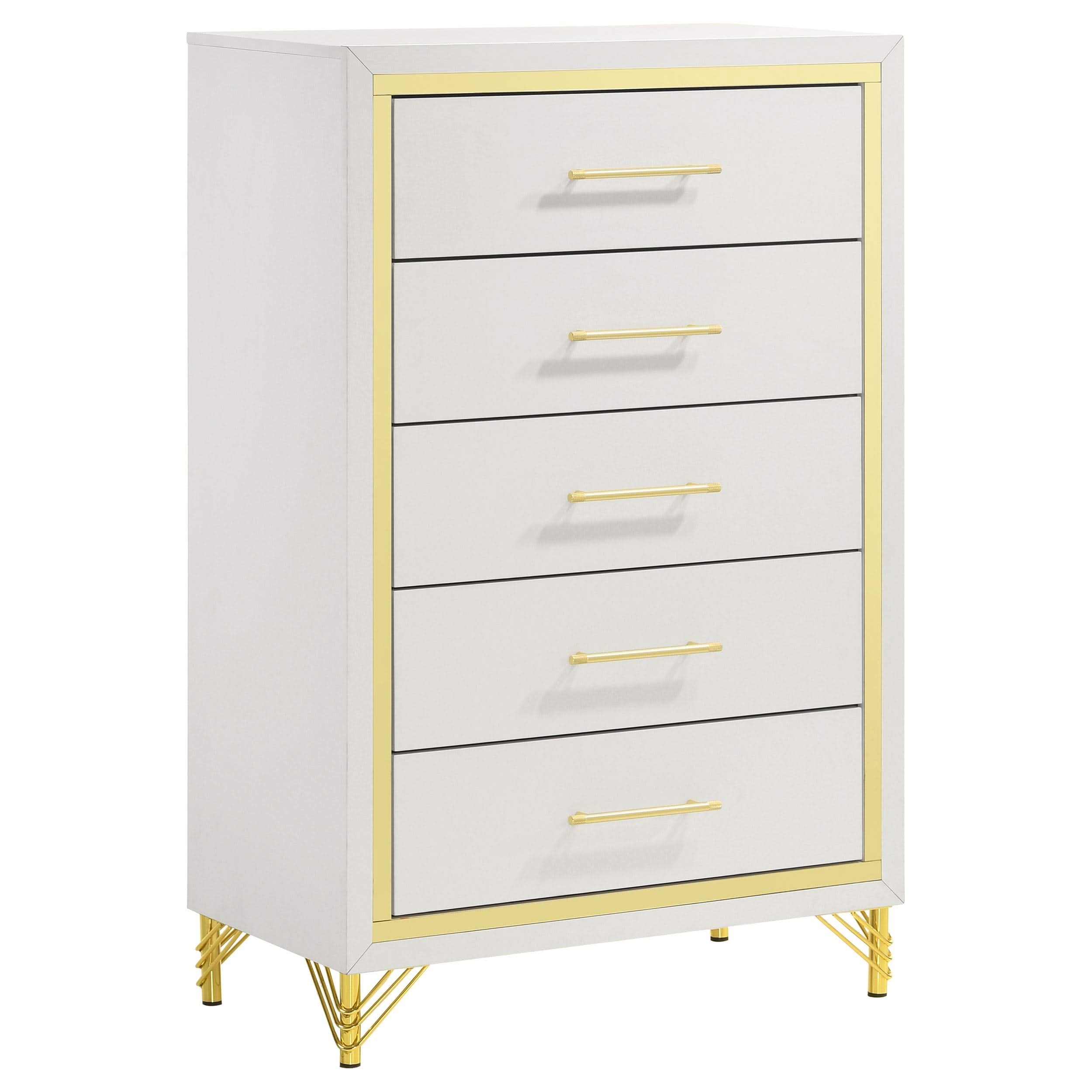 Juego de dormitorio Lucia de 5 piezas en color beige y blanco