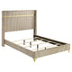 Cama Lucia de 61 pulgadas tapizada con respaldo alto, tamaño king, color beige