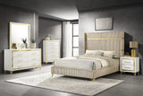 Juego de dormitorio Queen Lucia de 5 piezas en beige y blanco