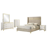 Juego de dormitorio Queen Lucia de 5 piezas en beige y blanco