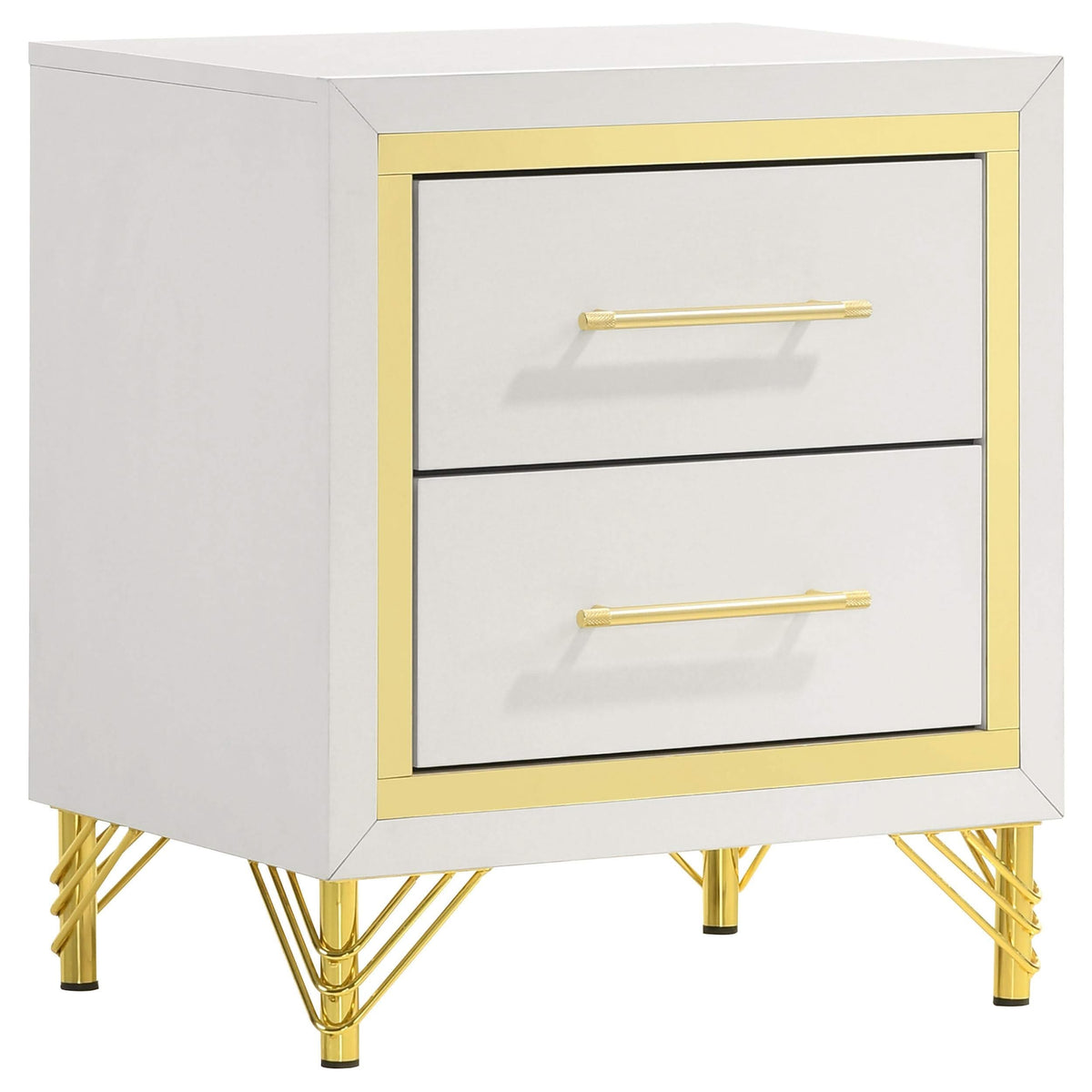 Juego de dormitorio Queen Lucia de 5 piezas en beige y blanco