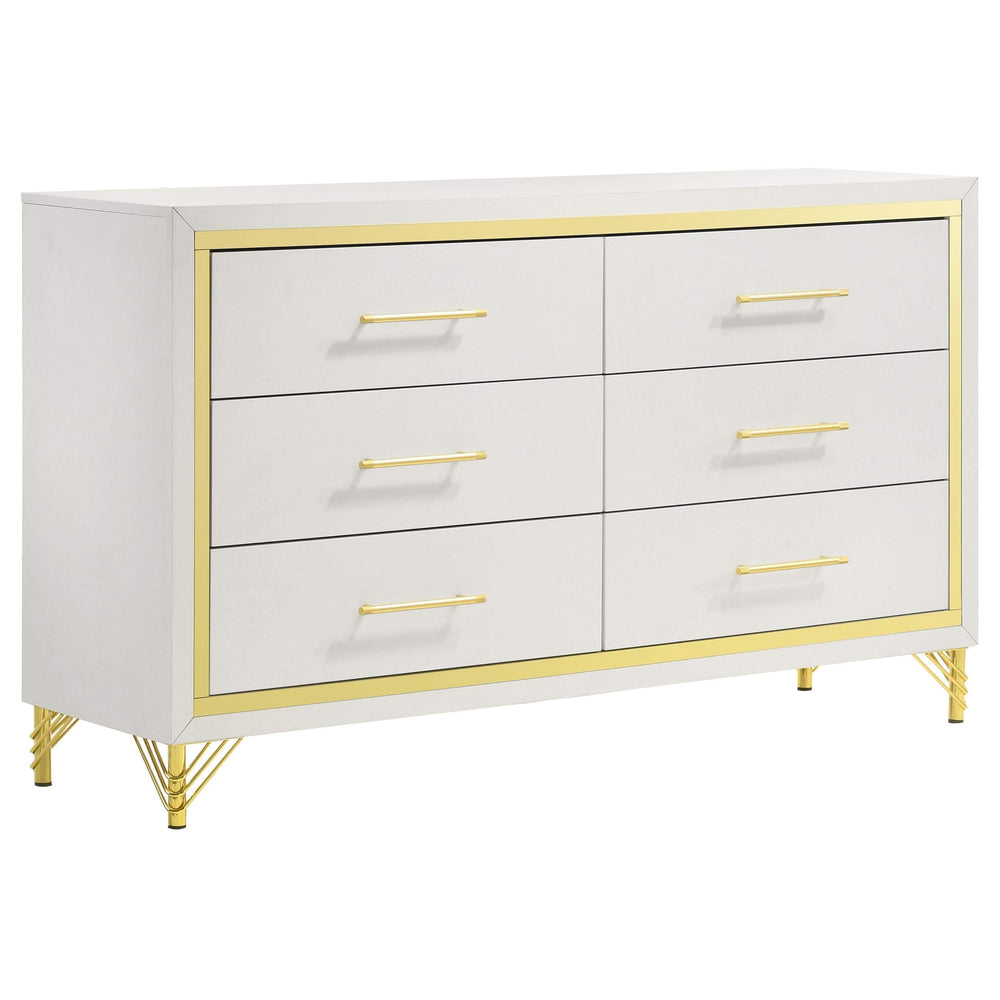 Juego de dormitorio Queen Lucia de 5 piezas en beige y blanco